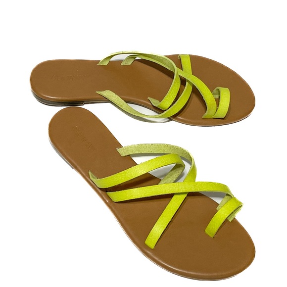 Old Navy Crisscross Strap Toe Loop Lime Green Flip Flop Slip On Sandal Women’s 8 - Picture 4 of 9